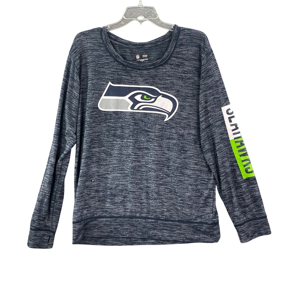 NFL Team Apparel Seattle Seahawks Top Womens Medium Blue Space Dye‎ Champions